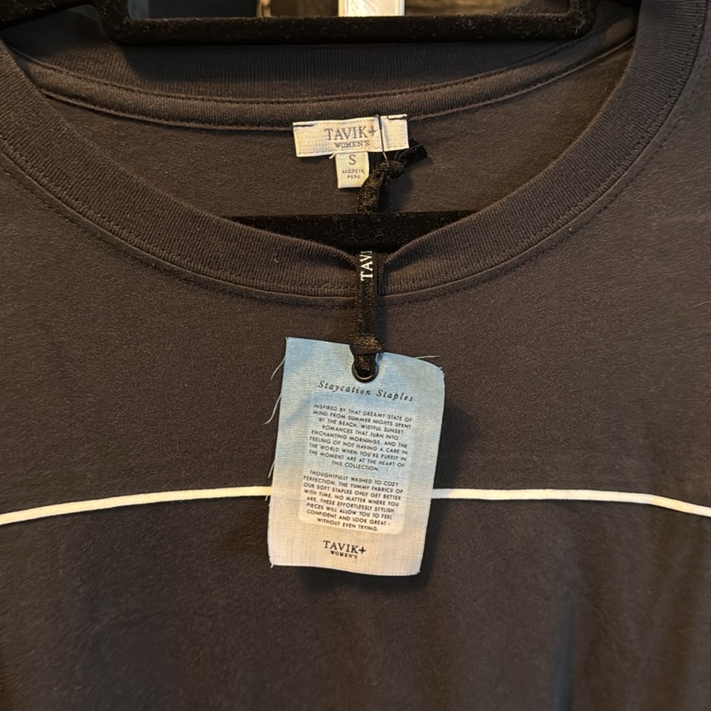 *SALE* Tavik Staycation Staples 3/4th Sleeve Tee with Striped Accents Small - Picture 2 of 5